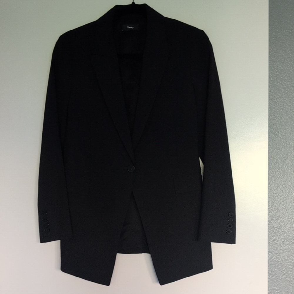Theory Black Woman's Single-Button Blazer